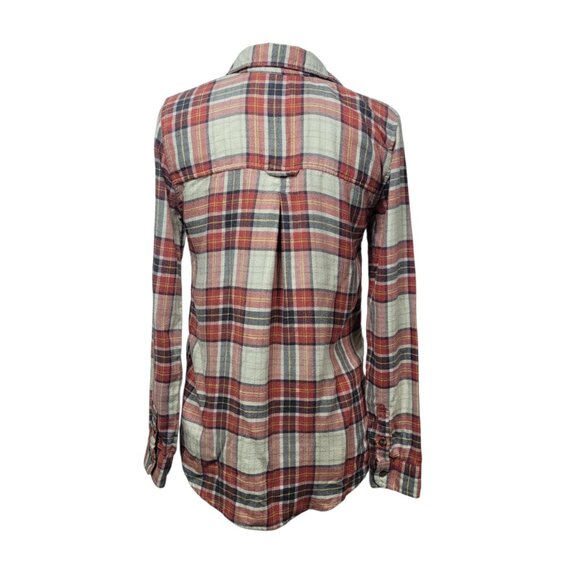 American Eagle Red Cozy Ahh-Mazingly Soft Plaid Flannel Shirt XS Boyfriend Fit - Picture 5 of 11